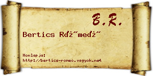 Bertics Rómeó névjegykártya